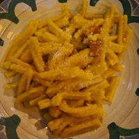 Caserrece carbonara: delicious, esp loved the bacon cubes made of tofu..? Very tasty, succulent texture at don Fred in Newtown