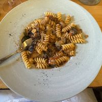 Aubergine and mushroom pasta  at La Dolce Tavola in Rugby