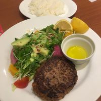 Vegan steak plate (made with Zero Meat patty).  at Denny's Shinjuku Chuo Koen in Tokyo