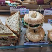 Vegan sandwiches are marked with flags at Costa Coffee in Warsaw
