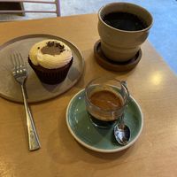 Vegan cupcake, espresso, V60 coffee   at Mother Espresso in Liverpool