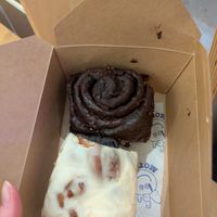 Chocolate bun and cinny bun at Mother Espresso in Liverpool