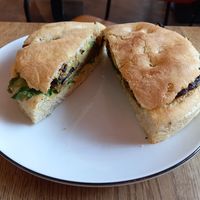 focaccia mit grillgemüse at Mayersche Café in Dusseldorf