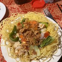 Crack noodles with vegetables and tofu  at Mr. Sơn Restaurant in Hoi An