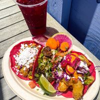 Best. Tacos. Ever. 

Taco de Coliflor, Taco de Carna Asada & Taco de Camaron 🍤🌮  #vegan  at Rico Rico Vegano in Oakland