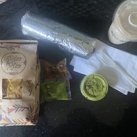 Aerial View of Food - Al Pastor Vegan Burrito w/Chips   at Rico Rico Vegano in Oakland