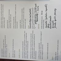 Sideways menu! They are happy to adjust for dietary needs.   at Sitti's Table in Cody