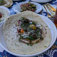 Falafel wrap...pita appears to be made in house. at Sitti's Table in Cody