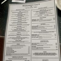Menu   at Monument Cafe in Georgetown