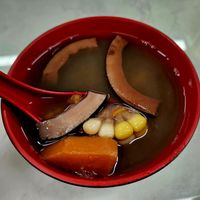 Coconut soup with pumpkin, corn, and various beans at Yat Sum Vegetarian - 一森素食 - Tsim Sha Tsui in Kowloon