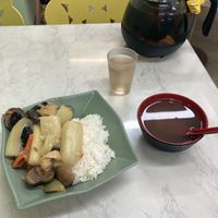 Vegetables & rice, tea and water for free  at Yat Sum Vegetarian - 一森素食 - Tsim Sha Tsui in Kowloon