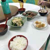 roasted duck (called fried gluten) 100/10, prawns 10/10, chicken with broccoli 6/10 (tasted more like sausage/Fleischwurst but was okay)  at Yat Sum Vegetarian - 一森素食 - Tsim Sha Tsui in Kowloon