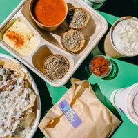 Quiche plate with tomato bisque, chili, and chili nachos at Simple Bliss Cafe in South Lake Tahoe