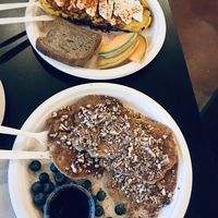Omelette and pecan pancakes at Simple Bliss Cafe in South Lake Tahoe
