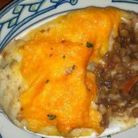 Lentils and root vegetables shepards pie, cheese optional.  Yum. at Rula Bula in Tempe