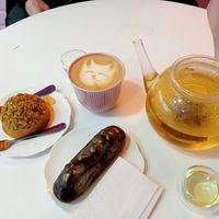 Pistachio tart and Snickers enclair at Cream Dream in London