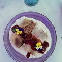 Crepes with cherry jam and yoghurt   at Cream Dream - Covent Garden in London