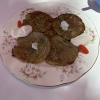 Mushroom potato pancakes   at Cream Dream in London