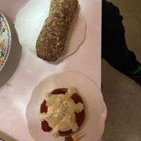 Vanilla eclair (WOW) and raspberry pastry ❤️  at Cream Dream - Covent Garden in London