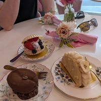 Anna Coffee Caramel (tiramisu reimagined), Dandy Macadamia & More Margo (rose cream & lychee in a white chocolate shell with a berry pearl) at Cream Dream in London