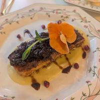 Salmon steak at Cream Dream in London