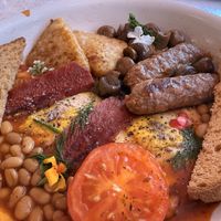 First class vegan breky w eggs, bacon and sausage!   at Cream Dream in London