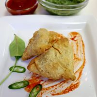 Samosa served during Indian Vegan Buffet and also from daily menu. at Loving Hut in Kyiv
