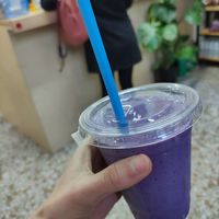 Blueberry smoothie at Bamboo Vegan Cafe in Athens