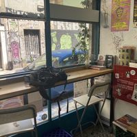 This is pretty much all the seating there is inside the store  at Bamboo Vegan Cafe in Athens