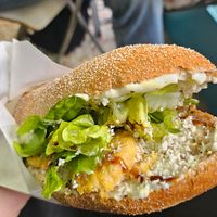 No chicken baguette at Bamboo Vegan Cafe in Athens