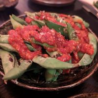 Flamed edamame, spicy dip at The Ivy Asia in Guildford