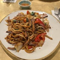 Canton vegetable fried noodles  at Shan Shui in Bicester