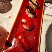 UNAGI EGGPLANT NIGIRI
with miso truffle
+ AHI WATERMELON NIGIRI with ginger, citrus soy at PLANTA in Brooklyn