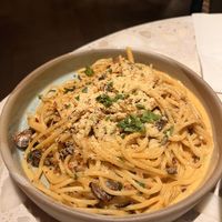 Pasta carbonara, spicy and not worth it in my opinion   at PLANTA in Brooklyn