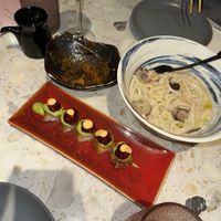 Crispy sushi bites and udon   at PLANTA in Brooklyn