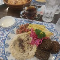 Hummus & Falafel Plate with fries, salad, and bread at Istanbul Anatolian Kebab House in Da Nang