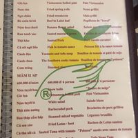 Menu at Nang Tam in Hanoi