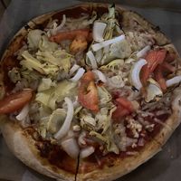 The godfather pizza 🍕   at Reel Pizza Cinerama in Bar Harbor