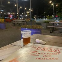 Beer garden   at Reel Pizza Cinerama in Bar Harbor