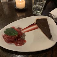 This is their chocolate cherry tart   at The Dinorben Arms in Bodfari