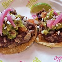Refried been tostadas at Antojitos - Edinburgh Street Food in Edinburgh