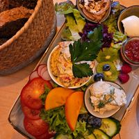 Fresh vegan breakfast platter at Annegrete in Dusseldorf