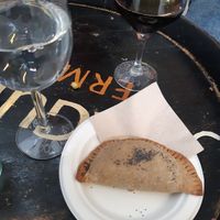 Vegan (kind of tiny) empanada at Lingueer Saveurs d'Afrik - Food Stall in Madrid