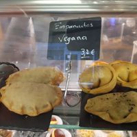 Vegan empanadas on display at Lingueer Saveurs d'Afrik - Food Stall in Madrid
