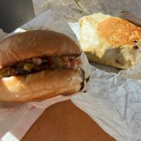 Fiesta burger (junior) and Crunchwrap  at Mission Burger Co in Austin