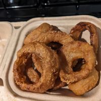 Side of onion rings at Mission Burger Co in Austin
