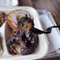 Brisket inside  at Mission Burger Co in Austin