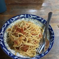 Tomato spaghetti (specify no cheese)  at Ma Ma Alex Restaurant in Nong Khiaw
