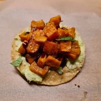 Sweet potato tostadas. These come in 2 pieces. at Lila Wood-Fired Taqueria in Dubai