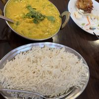 dal tadka & onion fritter app in background   at Namaste Indian Bistro in Warminster